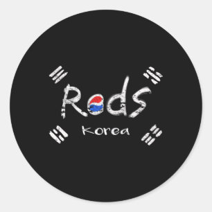 Korean Soccer Red With Korean Flag Classic Round Sticker