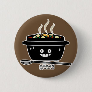 Korean Spicy soft Tofu Stew soup Sundubu jjigae 6 Cm Round Badge