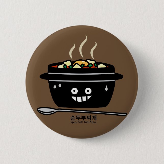Korean Spicy soft Tofu Stew soup Sundubu jjigae 6 Cm Round Badge (Front)