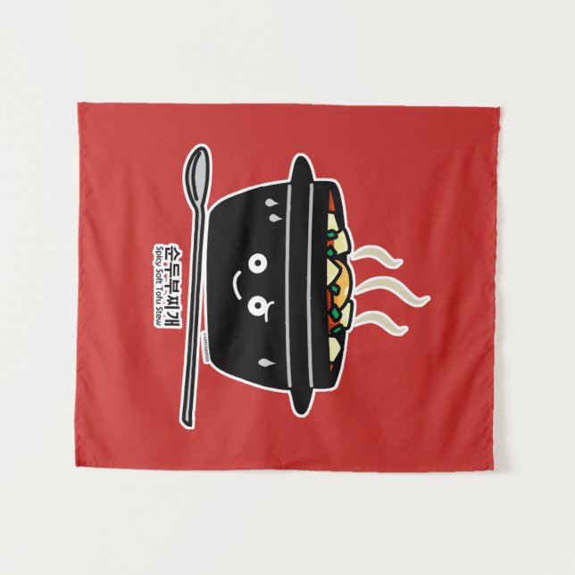 Korean Spicy soft Tofu Stew soup Sundubu jjigae ho Tapestry (Front (Horizontal))