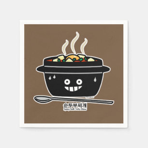 Korean Spicy soft Tofu Stew soup Sundubu jjigae Napkin
