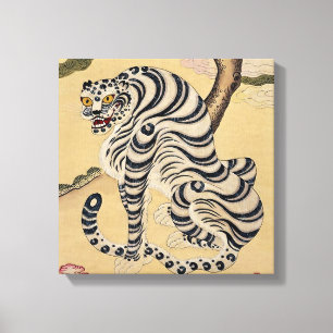 Korean Striped Tiger Minhwa Canvas Print