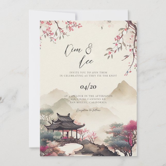 Korean Traditional Landscape Wedding Invitation (Front)