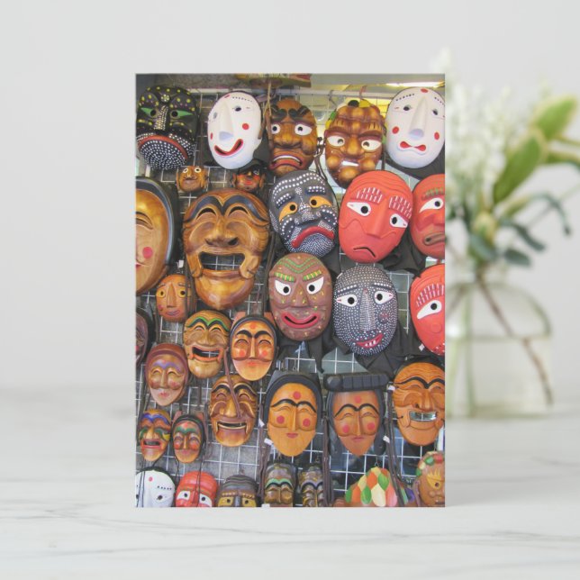 Korean Traditional Masks for Performance | 한국 전통 탈 Holiday Card (Standing Front)