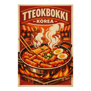 Korean Tteokbokki in a bold retro Poster
