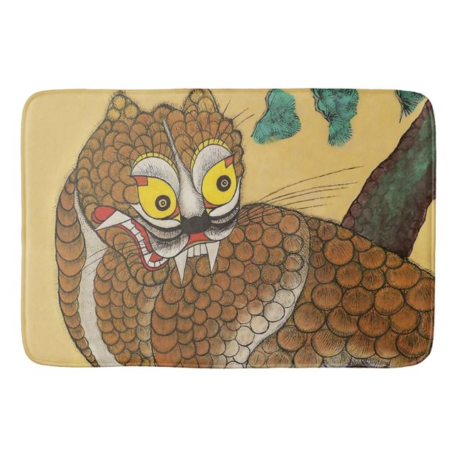 Korean Ugly Tiger Folk Minhwa Bath Mat (Front)