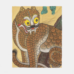 Korean Ugly Tiger Folk Minhwa Fleece Blanket