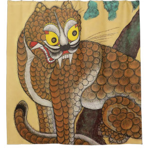 Korean Ugly Tiger Folk Minhwa Shower Curtain
