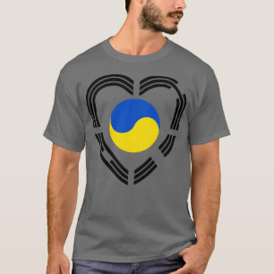 Korean Ukrainian Multinational Patriot Flag Heart T-Shirt