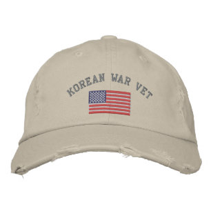 Korean Vet with American Flag Embroidered Hat