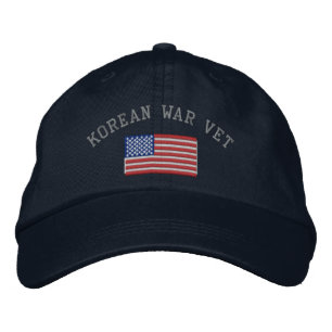Korean Vet with American Flag Embroidered Hat