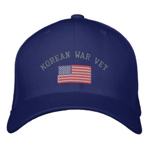 Korean Vet with American Flag Military Embroidered Hat