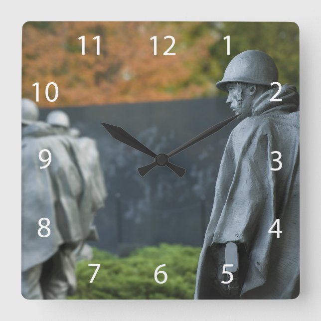 Korean War Memorial Square Wall Clock (Front)