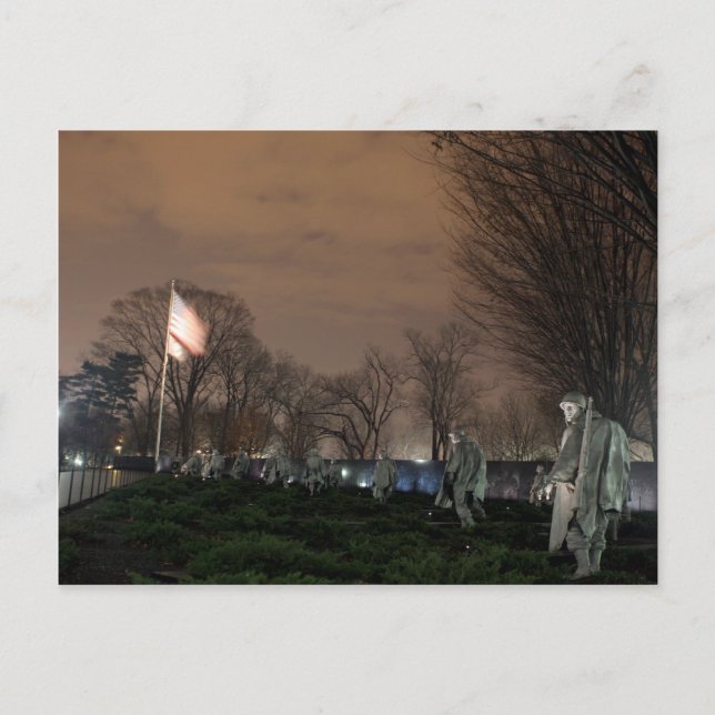 Korean War Memorial Washington Monument night Postcard (Front)