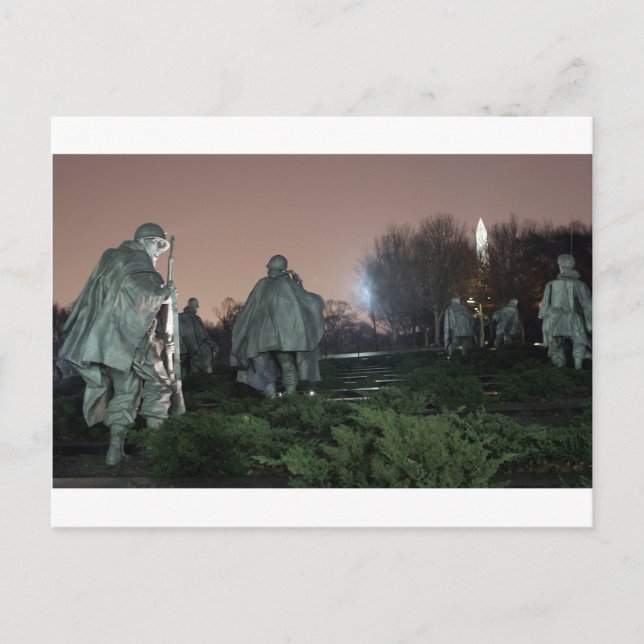 Korean War Memorial Washington Monument night Postcard (Front)