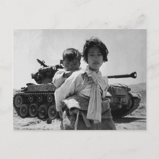 Korean War Refugee With Baby Postcard (Front)