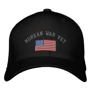 Korean War Vet with American Flag Embroidered Hat