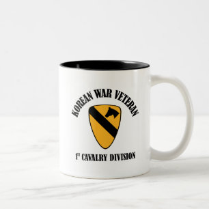 Korean War Veteran - 1st Cav Two-Tone Coffee Mug