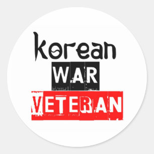 korean war veteran classic round sticker