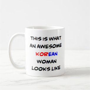 korean woman, awesome coffee mug
