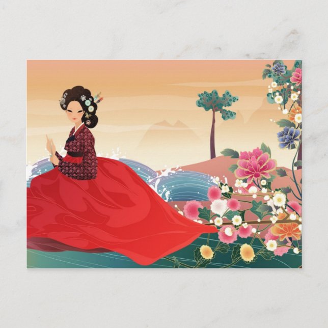 korean woman in a hanbok postcard (Front)