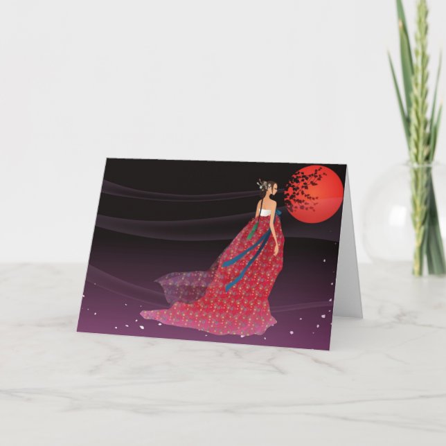 Korean woman wearing a hanbok card (Front)