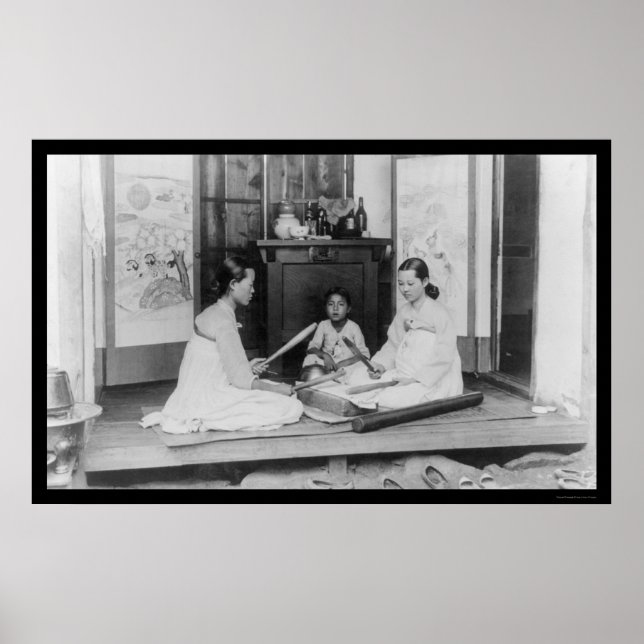 Korean Women Stick Ironing 1910 Poster (Front)