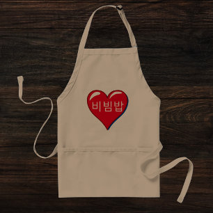  Korean word - Bibimbap- in red heart Standard Apron