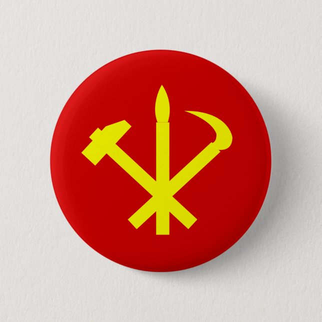 Korean Workers' Party - Korea Juche Kim Communist 6 Cm Round Badge (Front)