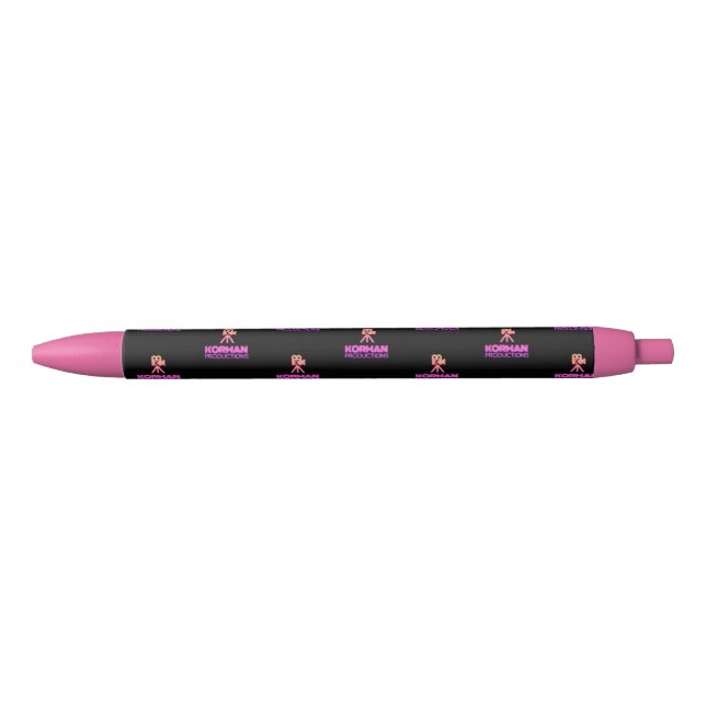 Korman Productions YouTube Channel Pink Logo Tiled Black Ink Pen (Front)