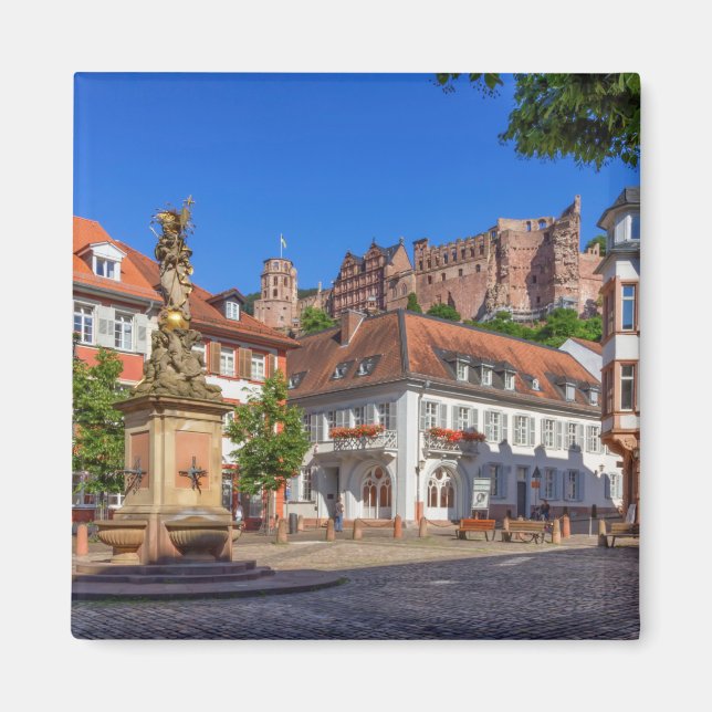 Kornmarkt square and castle in Heidelberg, Germany Magnet (Front)