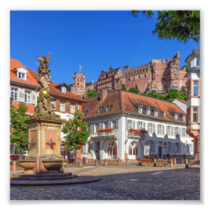 Kornmarkt square and castle in Heidelberg, Germany Photo Print