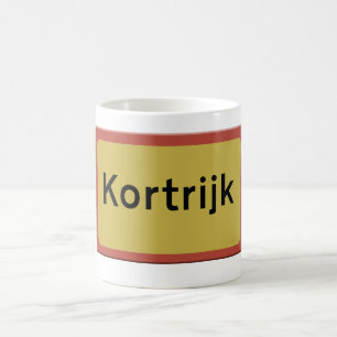 Kortrijk road sign coffee mug
