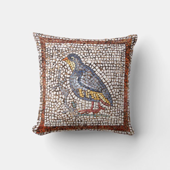 Kos Bird Mosaic Throw Pillow (Front)