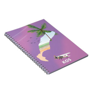 Kos Greece illustrated map. Notebook