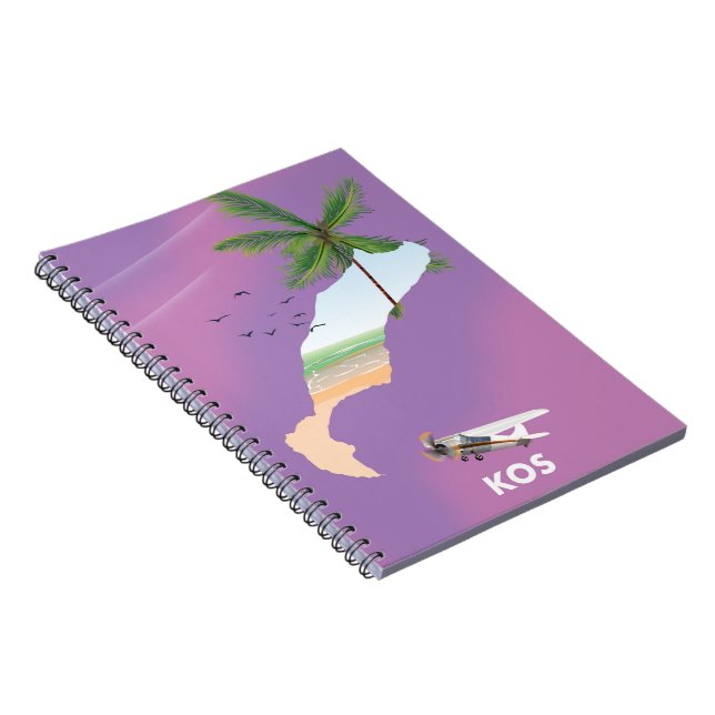 Kos Greece illustrated map. Notebook (Right Side)