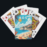 Kos Greece Travel Art Vintage Playing Cards<br><div class="desc">Kos retro vector travel design. Kos,  one of Greece’s Dodecanese islands,  is known for its abundant sandy beaches. It’s also rich with Greek and Roman landmarks,  particularly in and around Kos Town.</div>