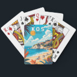 Kos Greece Travel Art Vintage Playing Cards<br><div class="desc">Kos retro vector travel design. Kos,  one of Greece’s Dodecanese islands,  is known for its abundant sandy beaches. It’s also rich with Greek and Roman landmarks,  particularly in and around Kos Town.</div>