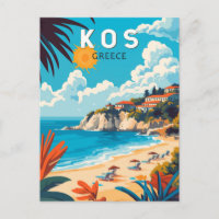 Kos Greece Travel Art Vintage