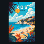 Kos Greece Travel Art Vintage Poster<br><div class="desc">Kos retro vector travel design. Kos,  one of Greece’s Dodecanese islands,  is known for its abundant sandy beaches. It’s also rich with Greek and Roman landmarks,  particularly in and around Kos Town.</div>