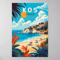 Kos Greece Travel Art Vintage