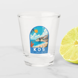 Kos Greece Travel Art Vintage Shot Glass