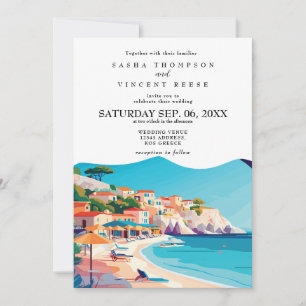 Kos Greece Wedding Invitation Retro