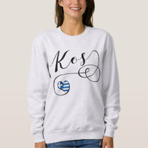 Kos Heart In Flag, Greece, I Love Kos, Cos Sweatshirt