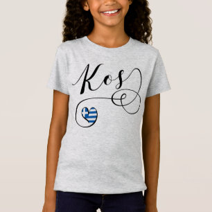 Kos Heart In Flag, Greece, I Love Kos, Cos T-Shirt