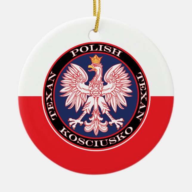 Kosciusko Round Polish Texan Ceramic Tree Decoration (Front)