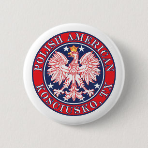 Kosciusko Texas Polish American Eagle 6 Cm Round Badge