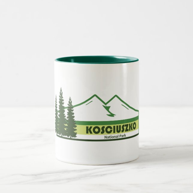 Kosciuszko National Park Green Stripes Two-Tone Coffee Mug (Center)