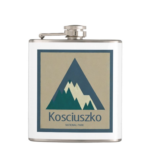 Kosciuszko National Park Rustic Hip Flask (Front)