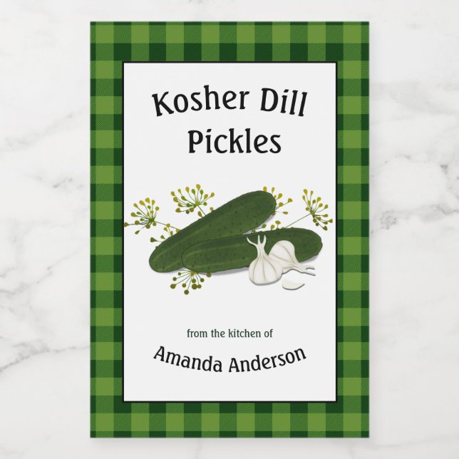 Kosher Dill Pickles Plaid V Food Label (Single Label)